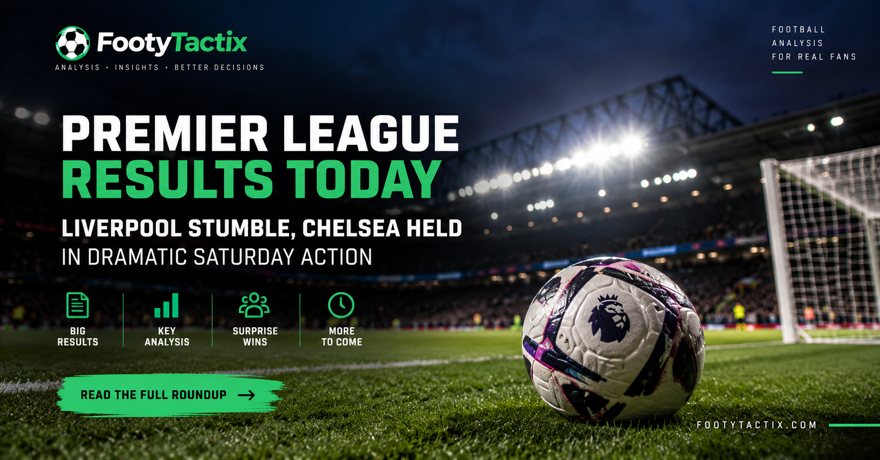 Premier League Results Today: Liverpool Stumble, Chelsea Held in Dramatic Saturday Action